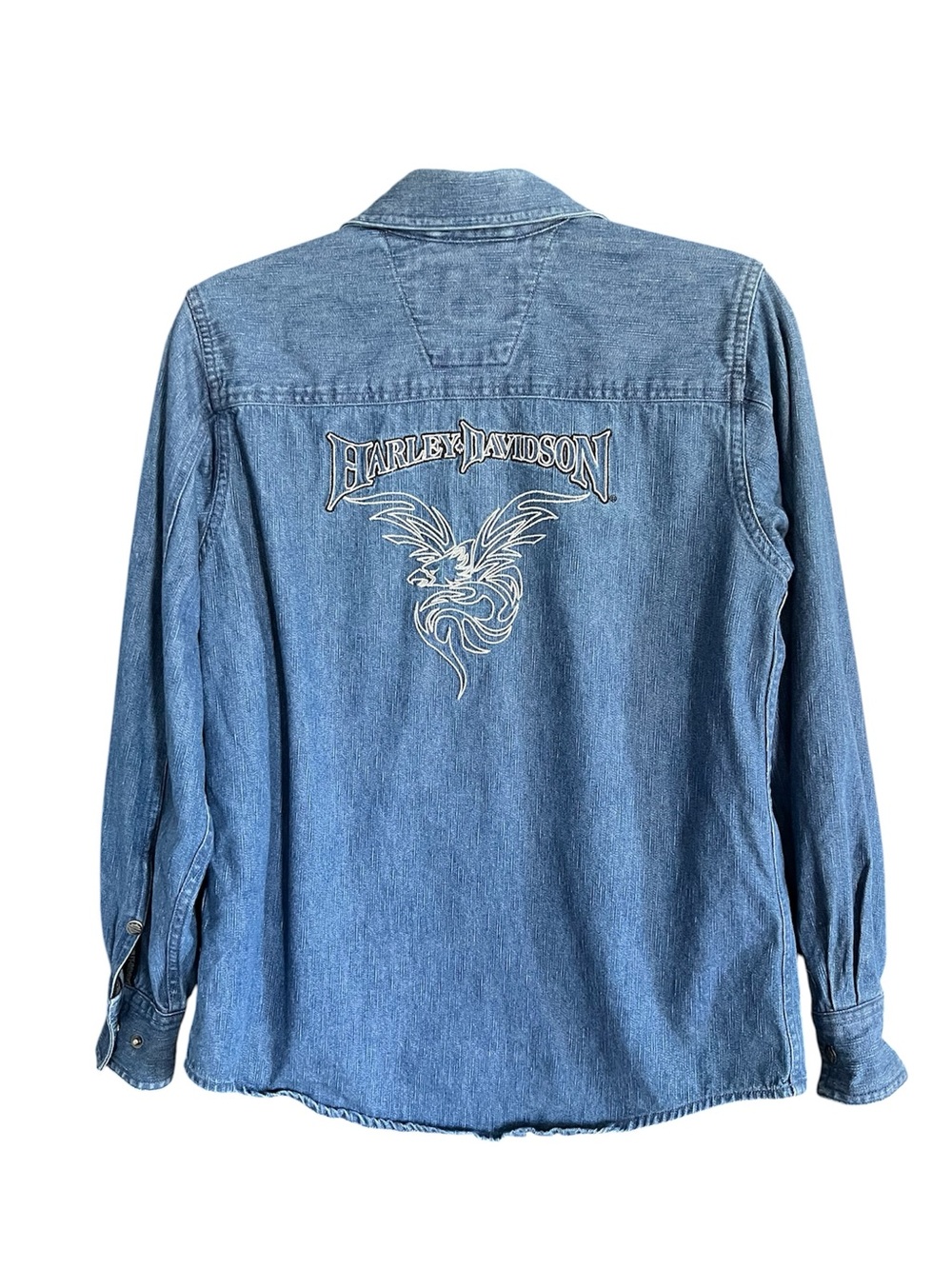 Harley Davidson Women’s Denim Button Down Embroidered size M - Picture 2 of 11